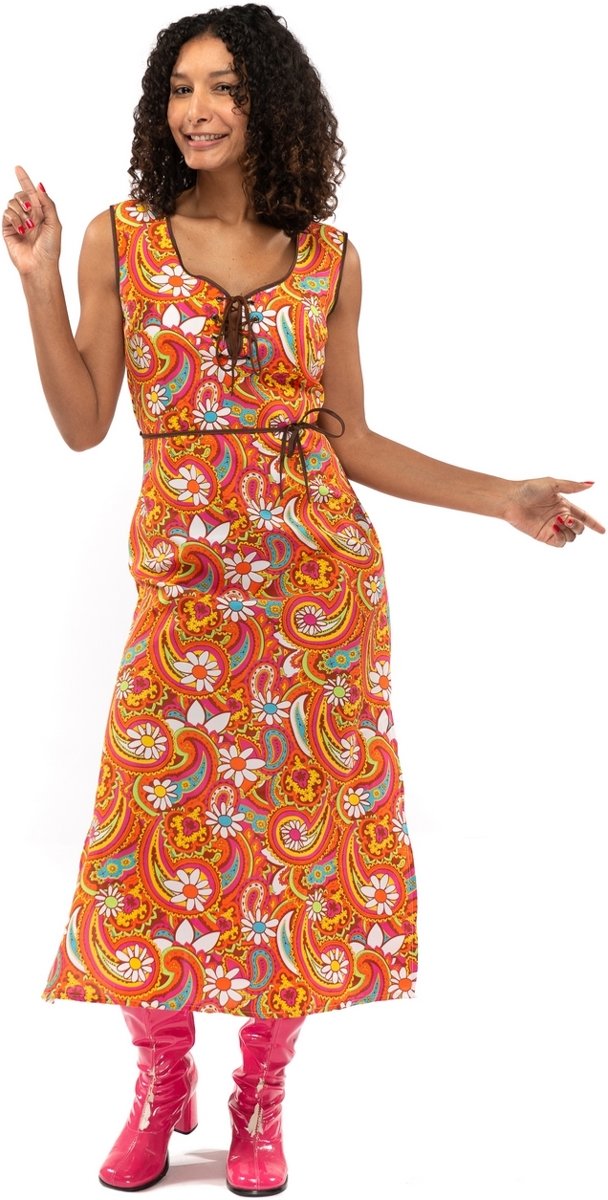 Hippie Kostuum | Lang Jaren 70 Hippie Soul Disco 60s Pretty Paisley | Vrouw | 3XL | Carnaval kostuum | Verkleedkleding